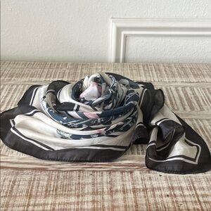 Elegant Black and White Silk Scarf